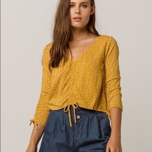 SOCIAL GYPSY Polka Dot Cinch Front Women’s Top